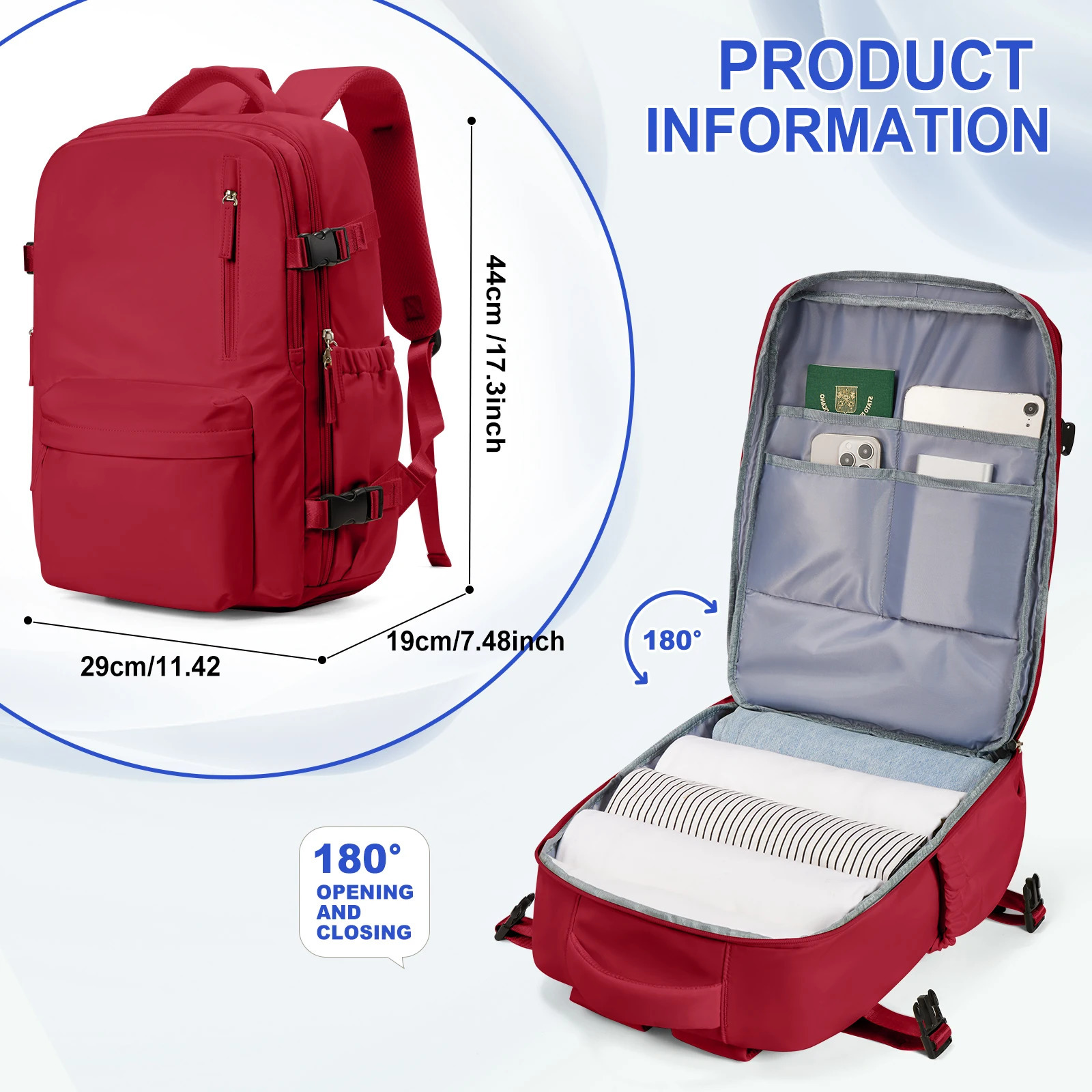 Airplane travel backpack cabin bag Easyjet 45x36x20 large capacity shoulder bag multifunctional backpack mummy laptop backpack 241023