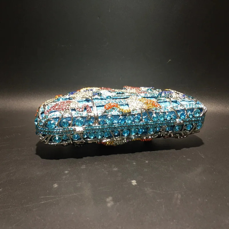 Blue Lake Flamingo Water Diamond Night Clutch Unique Crystal Womens Handbag Diamond Party Ball Bag er Dinner Bag 241023