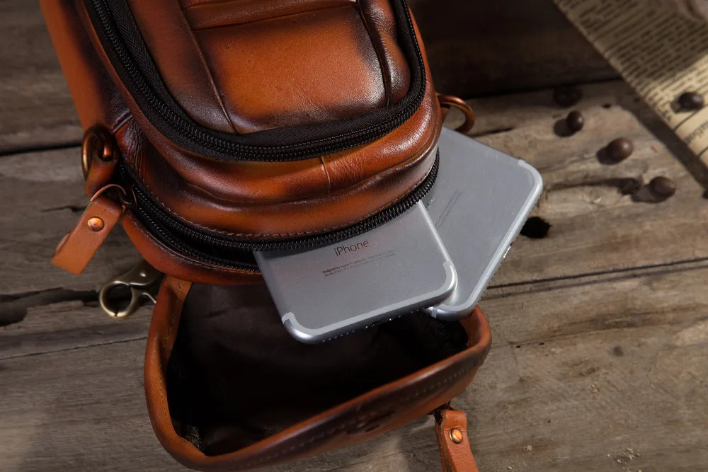 Fashionable original leather multifunctional bag hook waist bag cross body bag cigar box 6-inch phone bag belt bag 269 pounds 241023