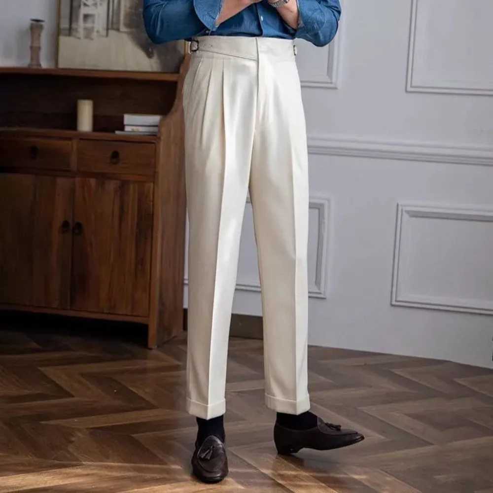 Mens Double Belt Suit Pants Genderless 2024 New British Temperament Versatile Comfortable High-Waisted Straight Trousers UnisexX241023