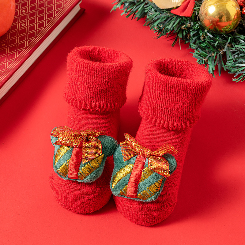 2024 Christmas Children's Socks Winter Thick looped Baby Socks Anti slip Fruit Doll Baby Floor Socks Newborn Cotton Socks