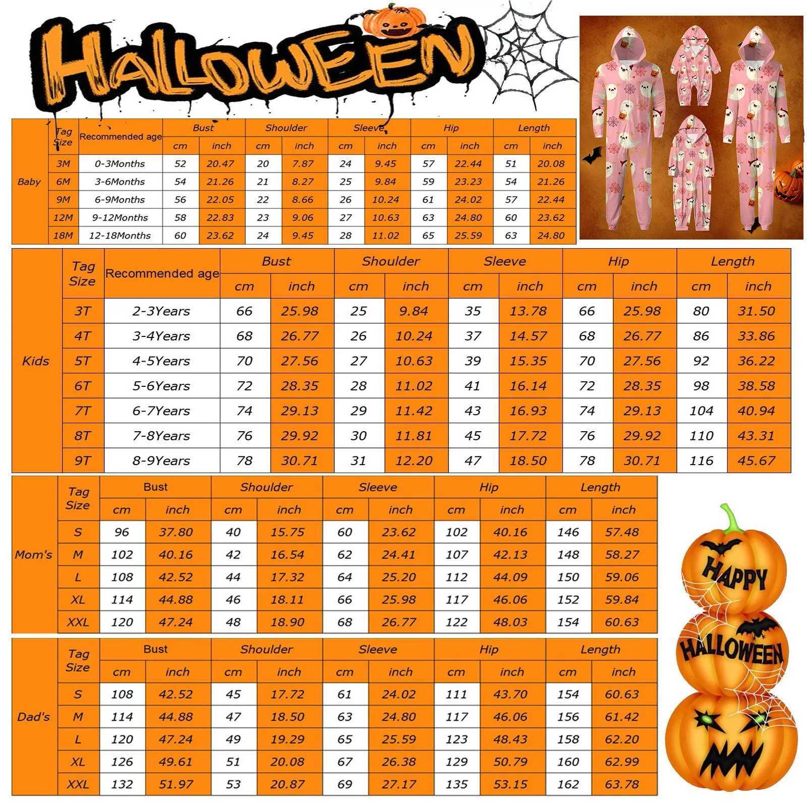Halloween Family Costume Specter Cute Print Hooded Zipper Family Jumpsuit Family Christmas Pajamas Halloween Parent Child OutfitXJ241008
