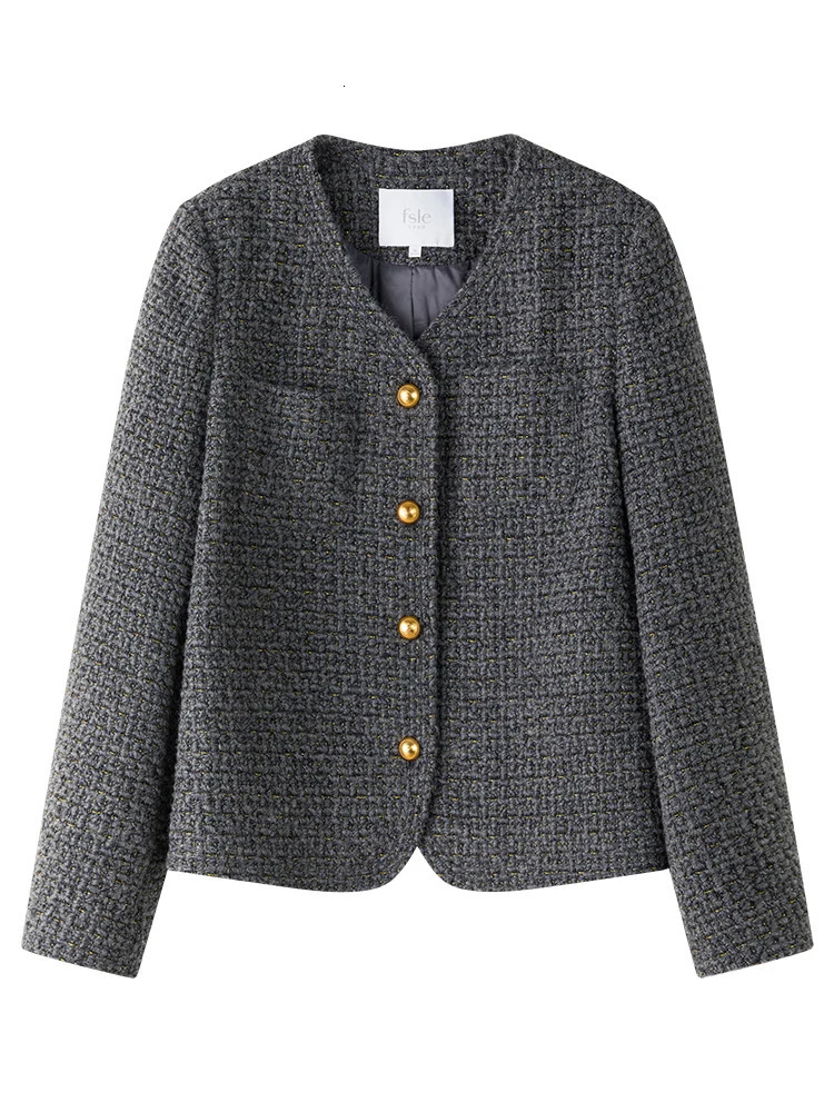 FSLE Office Womens French Style perfume Jacket Womens Autumn Winter Wool Tweed Womens Casual Coat 241023