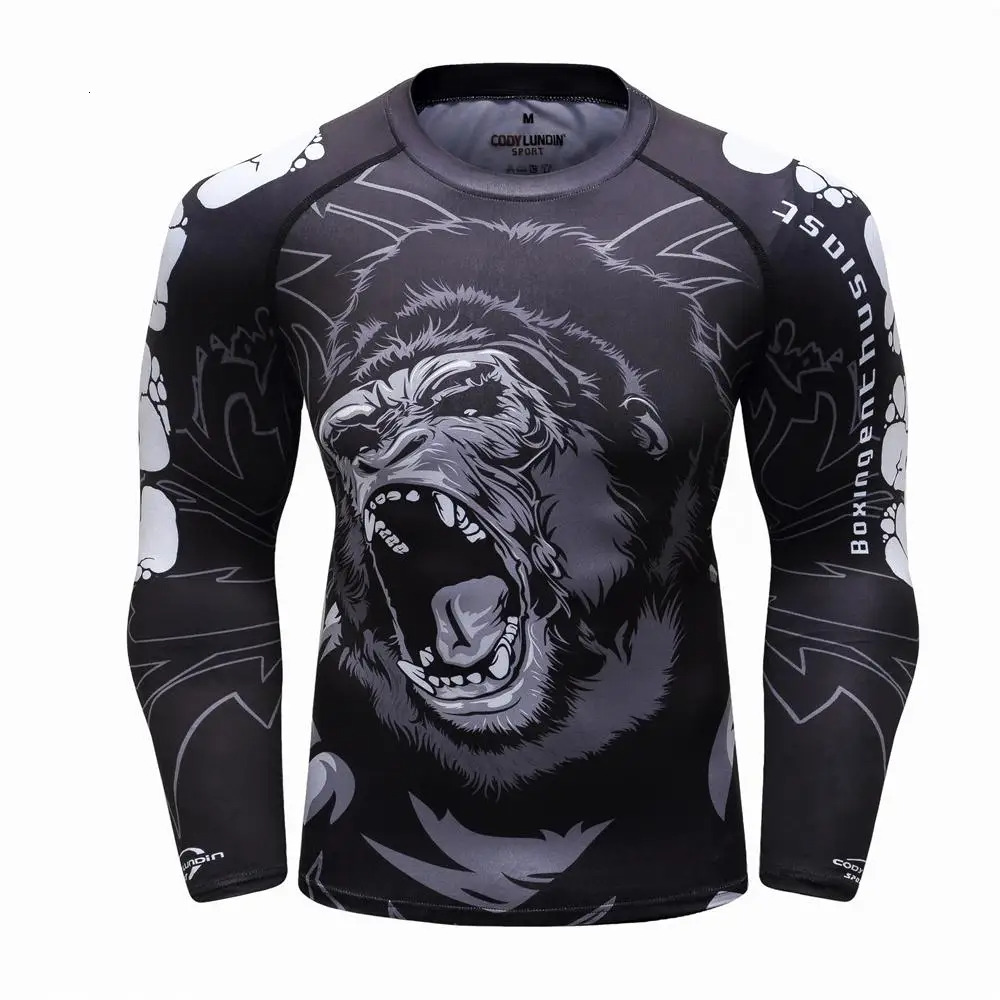 Mens Boxing Compression Rash Guard T-Shirts+Pants Sets Base Layer Athletic MMA Shorts BJJ No Gi Full Sportsuit Rashguard Shirt