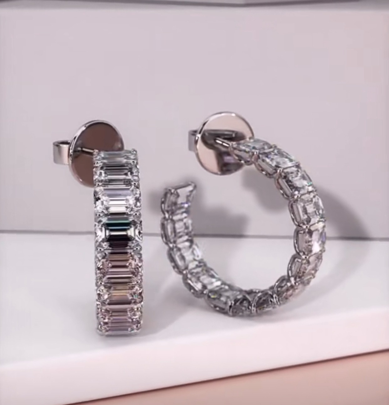 Sparkg Sterg Sier Emerald Cut White Cubic Zirconia Stud Earrings for Women