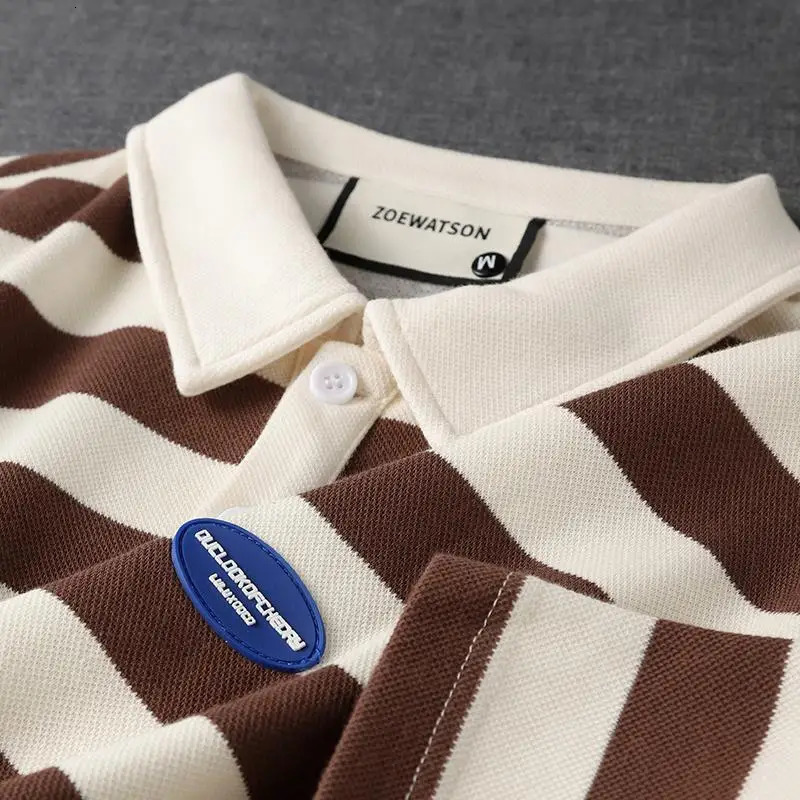 Summer Men Striped Short Sleeve Polo Shirts Preppy Style Streetwear Fashion Male Clothes Basic Casual Loose Versatile Tops 241010