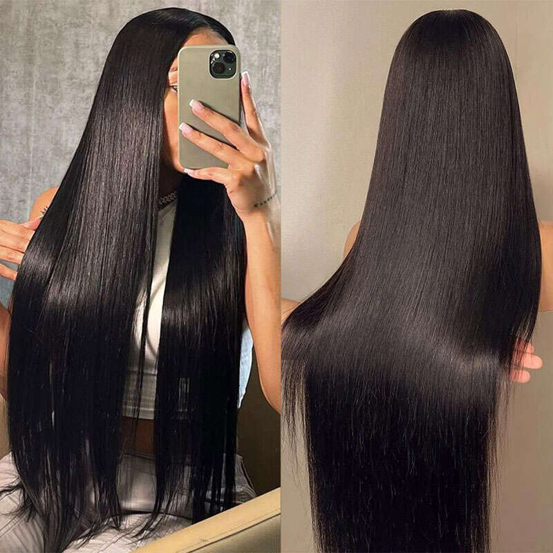 Glueless Wig Bone Straight Front Human Brazilian Remy Hair Transparent Lace Closure Wigs For Women