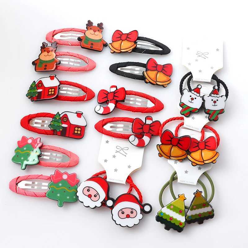 New 2Pcs Christmas Hair Bands Girls Elastic rubber band Hair Accessories Children Hairpins Cute Headwear Kids Scrunchies GiftX241022