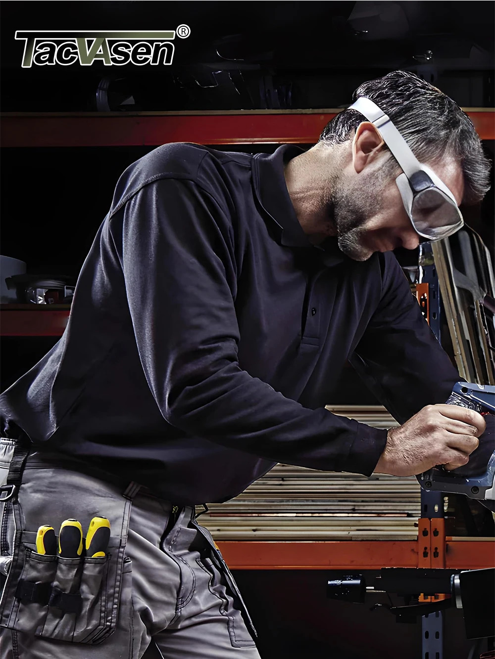 Takwasen summer long sleeved performance quick drying polo T-shirt mens office shirt golf team work shirt casual top 241023