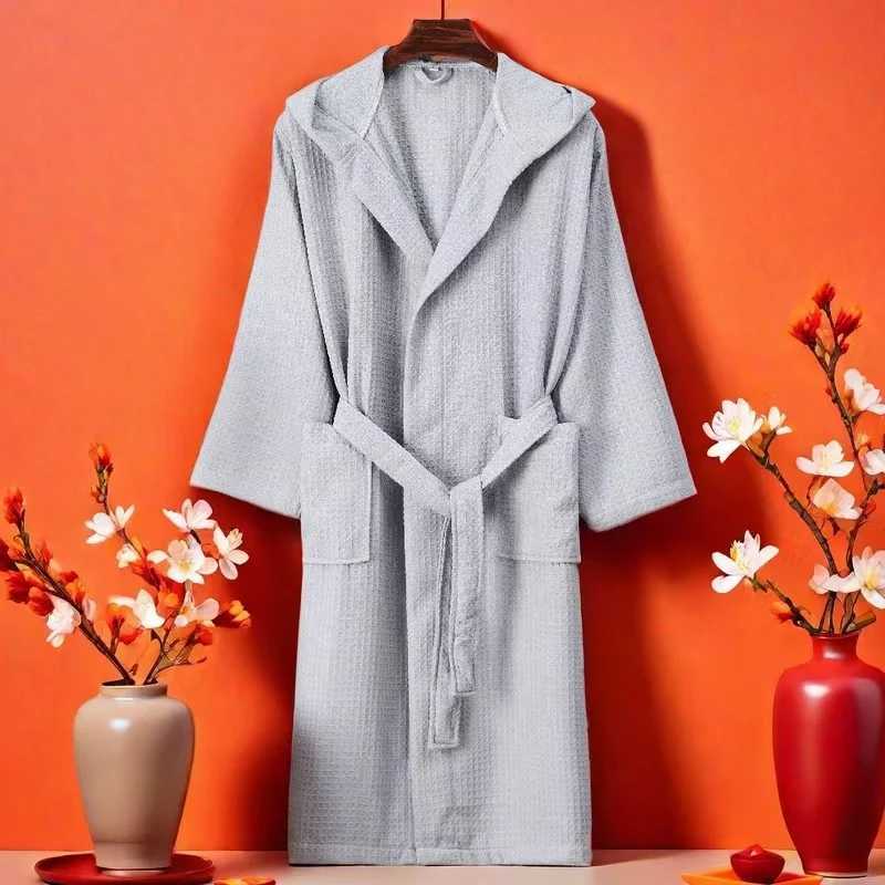 Luxury mens bathroom autumn winter knitted cotton long Sve Shl collar mens long robe Ele mens kimono V-neck long robe W241023