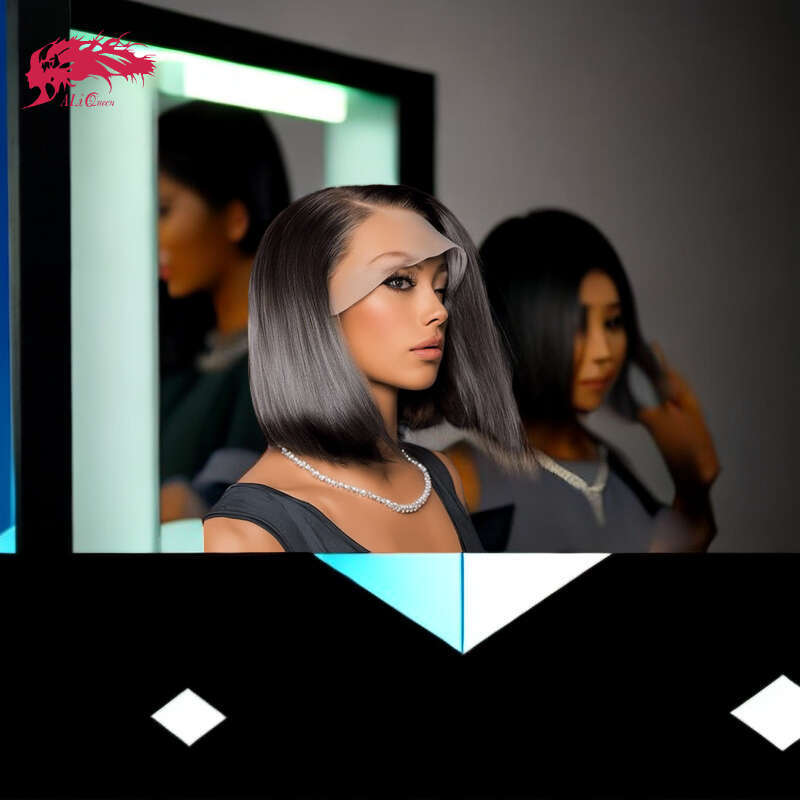 Short x Bob Human Hair Wigs Brazilian Straight Lace Front For Women Transparent Pre Plucked Bone Wig