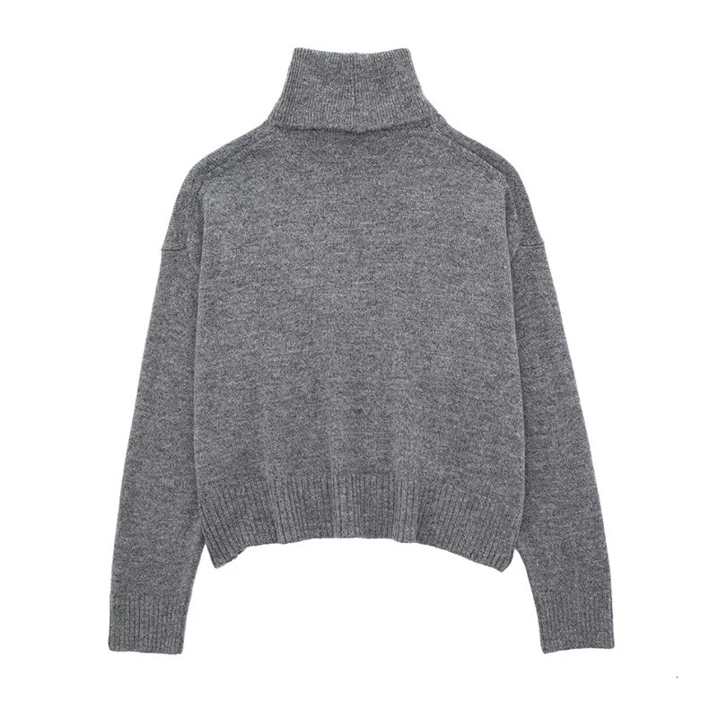 Casual Knitted Sweater Collar High Grade Grey Floral Top Womens Fashion Womens Long Sleeve Warm Clothing 241022