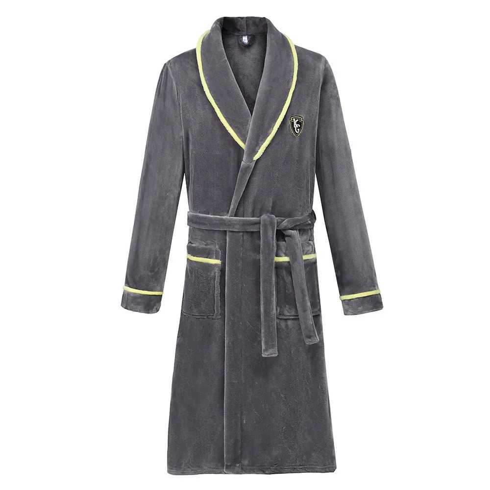 3XL Coral Fce Night Light Mens/Womens Winter Thick Robe Flannel Kimono Bathrobe Loose Sleepwear Casual Home Warmth W241023