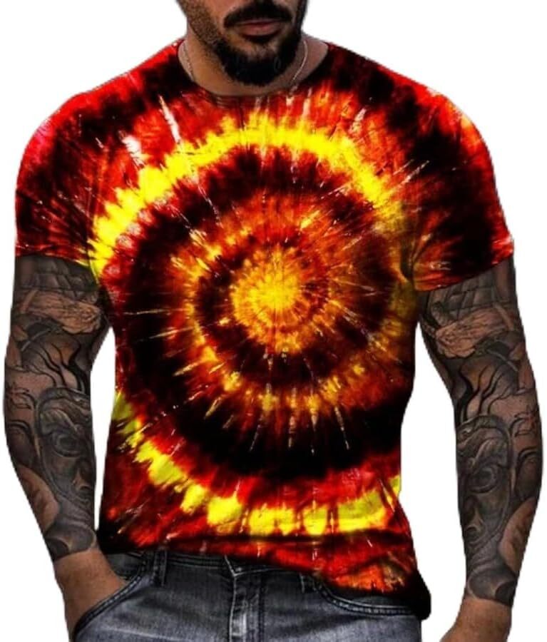 Mens T shirt New Rainbow Tie-dye 3D Printing T-Shirt Fashion Casual Unisex Graffiti Splash Ink Funny Art Harajuku Style Short Sleeves tee Casual tops 