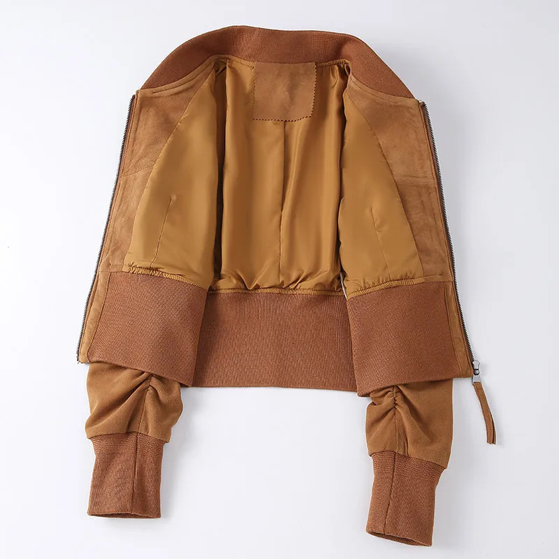 Arrival Womens Genuine Leather Sheepskin Coat Autumn Winter Genuine Leather Bomer Womens Jacket 241023