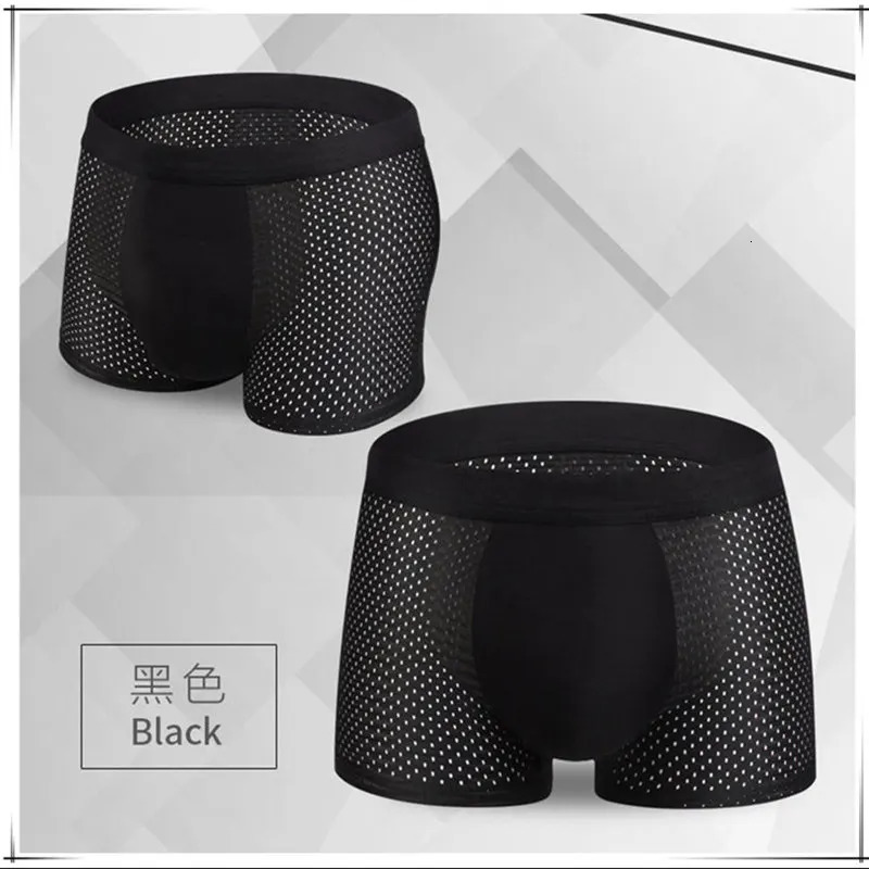 4 pieces/batch underwear mens underwear boxing shorts mens underwear mens mesh sexy mens bamboo ice silk nylon large size 6XL 7XL 241023