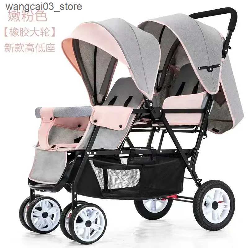 Strollers# Baby Strollers For Twins Double Front And Back Seat Lie Foldable Safety Carriage Portable Travel System L240910