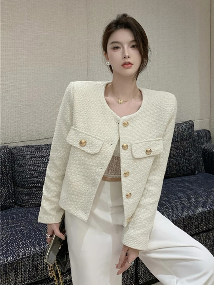 High quality fashionable little perfume tweed jacket womens elegant Korean coat spring French vintage coat 241023