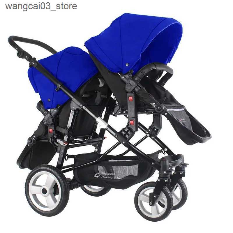 Strollers# Foldable Twins Baby Carriage Stroller Twin Can Sit and Lie Double Stroller Shock Absorber Second high view Child Stroller L240910
