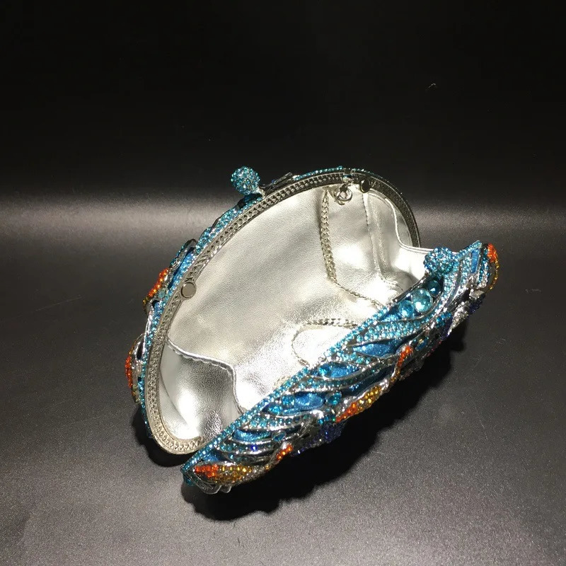 Blue Lake Flamingo Water Diamond Night Clutch Unique Crystal Womens Handbag Diamond Party Ball Bag er Dinner Bag 241023