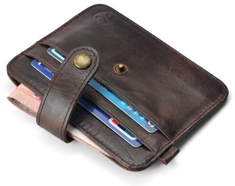 Mens leather ultra-thin wallet mens small wallet mini wallet thin pocket mens wallet card holder Z250411