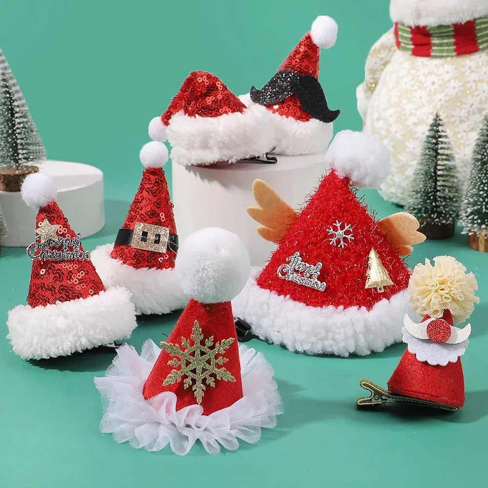 1Pcs Women Girls Christmas Hats Shape Hair Clips Hairpin Children Hair Cards Dress Up Jewelry Hair Antlers Festive HeaddressesX241022