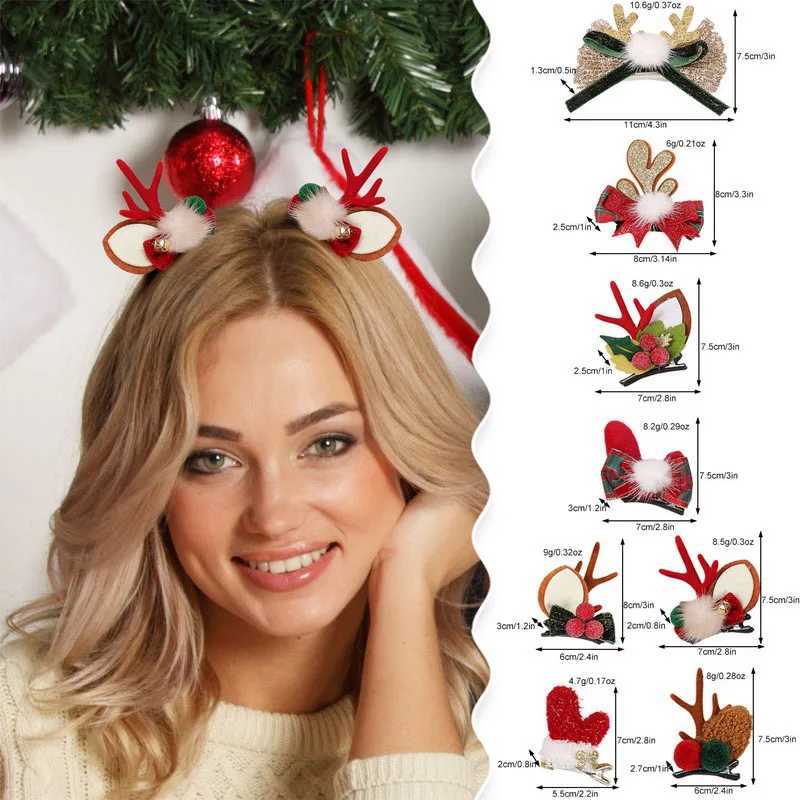 2024 Christmas hair clip for girls new year hairclip kids cute Christmas antlers hairpin baby red bow Barrette Party OrnamentX241021