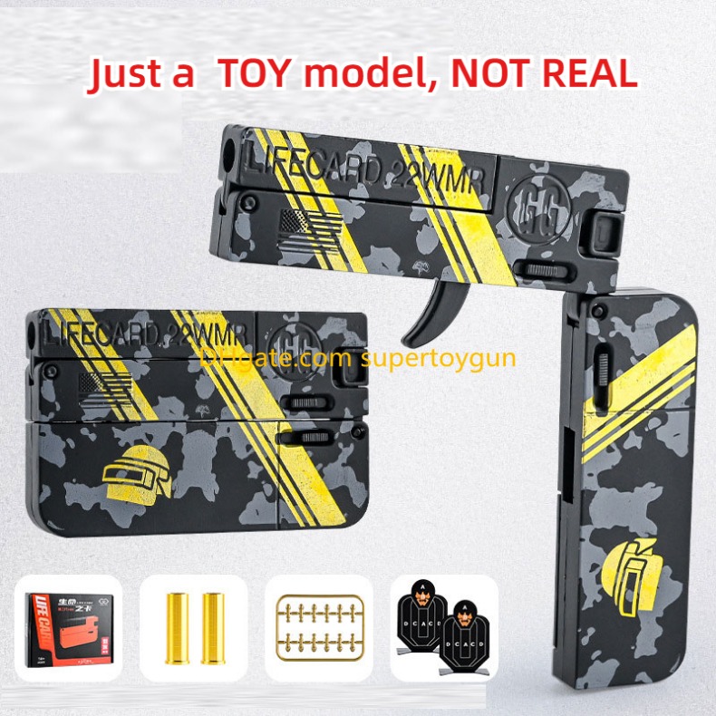 LifeCard Folding Pistol Handgun Toy Card Gun With Soft Bullets Alloy Shooting Model For Adults Boys Chi