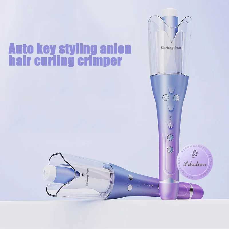 New Arrival Adjustable temperature electric automatic rotating wave hair anionic styling transparent rotating head handheld intelligent hair iron fixi