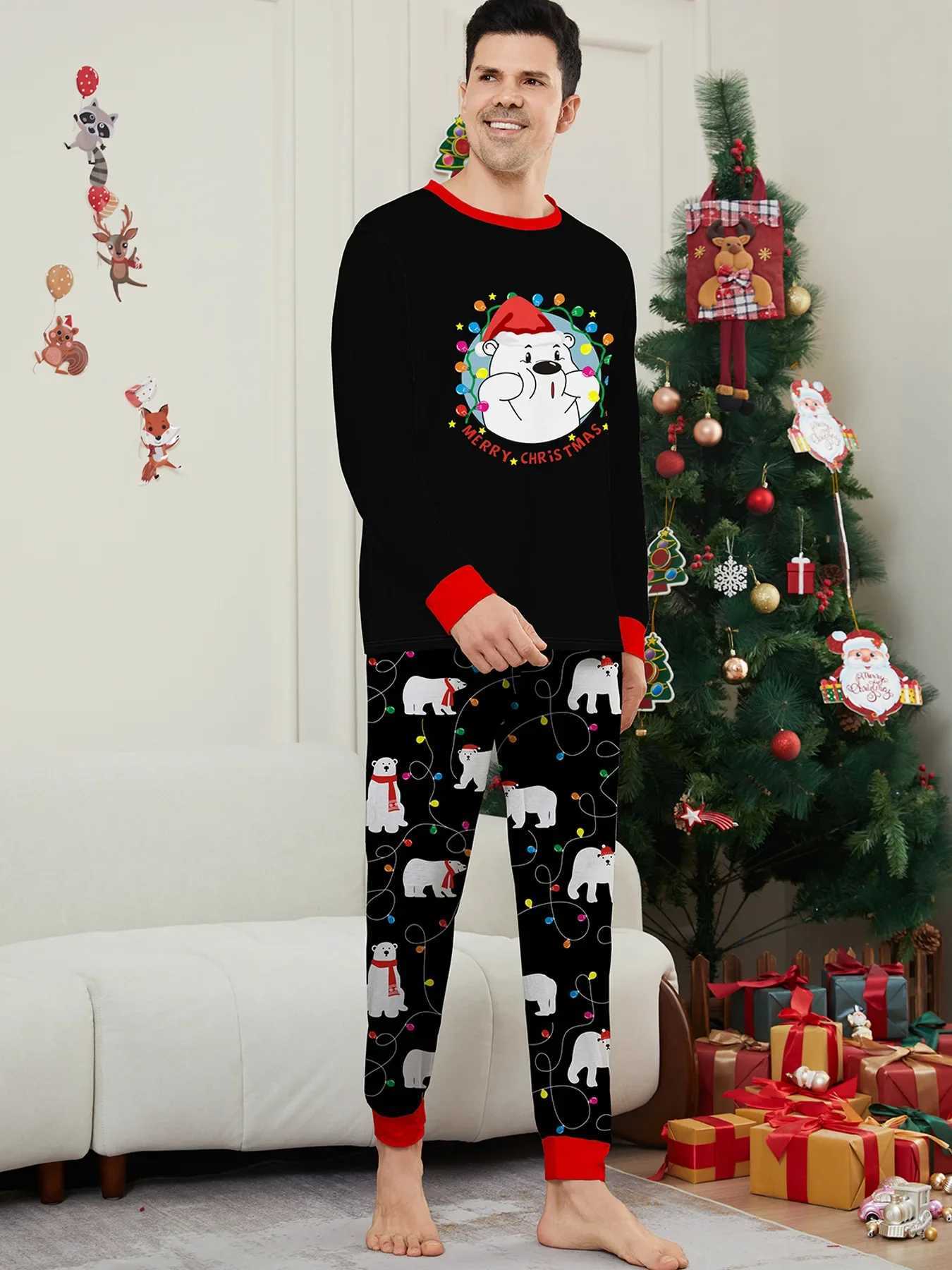 New Cartooon Bear Print Family Pajamas Set Parent-child Matching Outfits Christmas Clothing Casual Loose Pyjama Xmas Family LookXJ241008