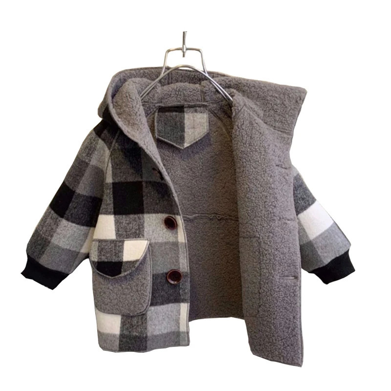 Autumn wool jacket suitable for boys trench childrens clothing 2-10Y hoodie warm white jacket windproof baby jacket 241022