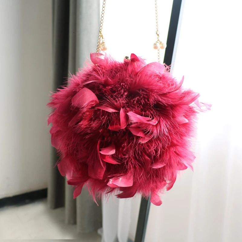 30 color fur floral bridal party clutch bag ladies wedding wallet and handbag small shoulder bag with feather bag 241023