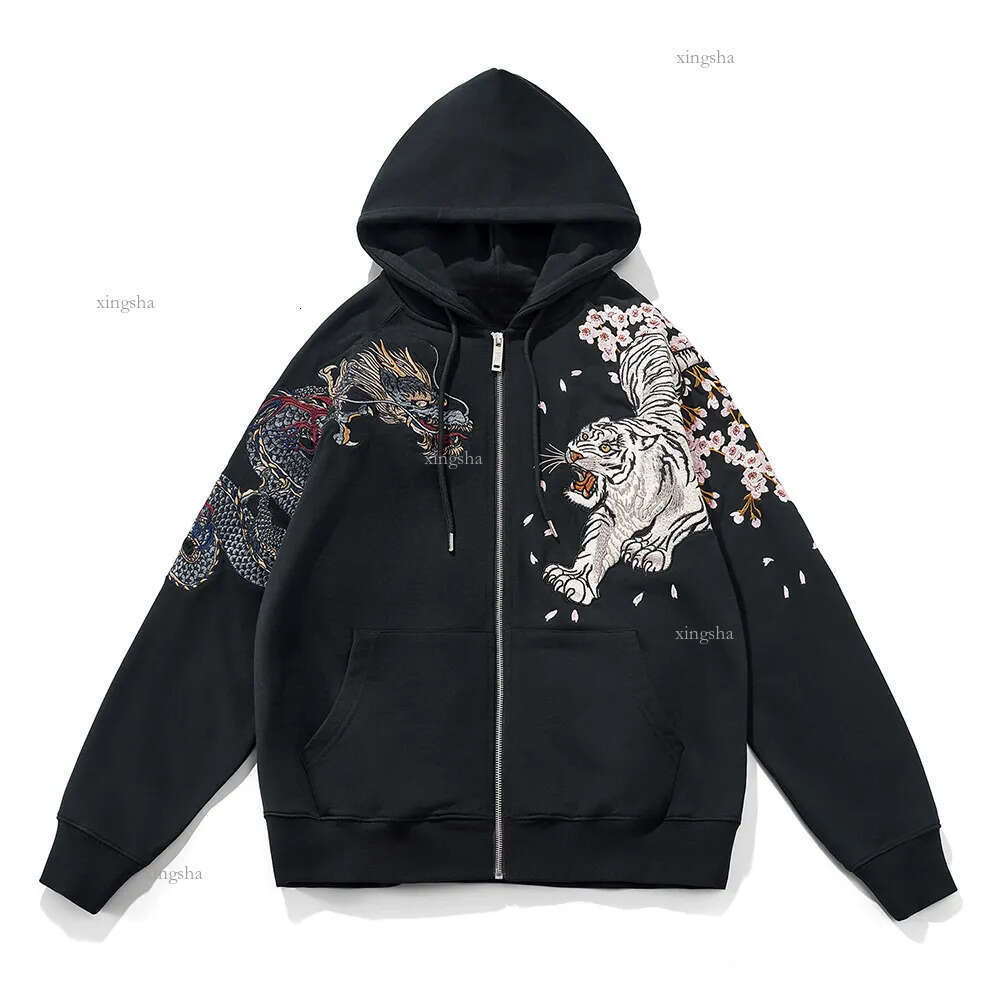 Men's Hoodies Sweatshirts Aolamegs Wholesale Link Men's Hip Hop Hoodies Chinese Dragon Embroidery Sweatshirt Harajuku Hooded Pullover High S