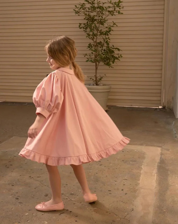 Childrens Flower Girl Pink Princess Dress Retro Preschool Childrens Girl Spanish Style A-line Dress Birthday Wedding Party Dress 241022
