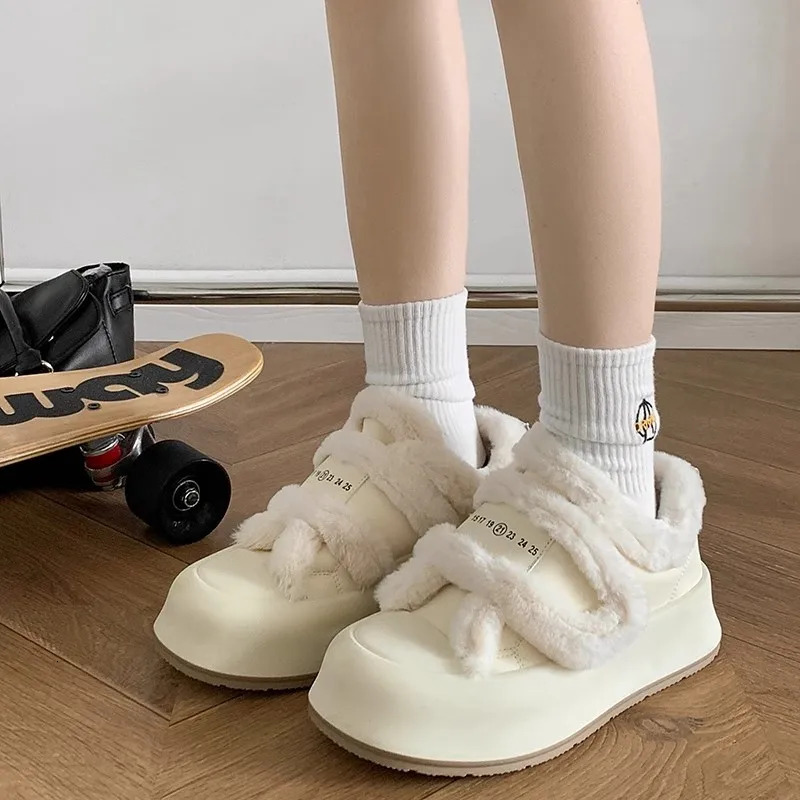 Winter Vulcanized Shoes for Women Sneakers Non-slip Plus Velvet Womens Cotton Shoes Hot Selling Warm Womens Casual Sports Shoes