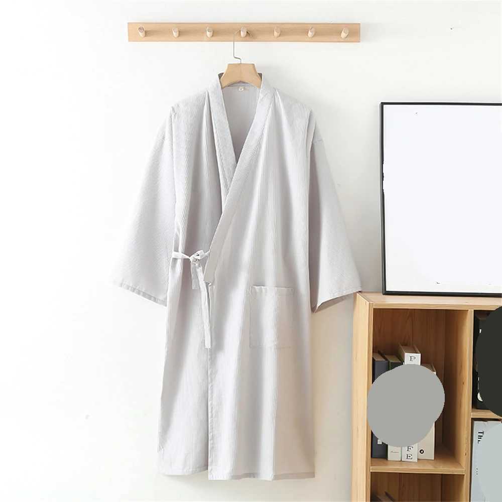1 piece of mens spring/summer thin pure cotton luminous medium length Yukata Japanese style kimono with open collar lace home decoration W241023