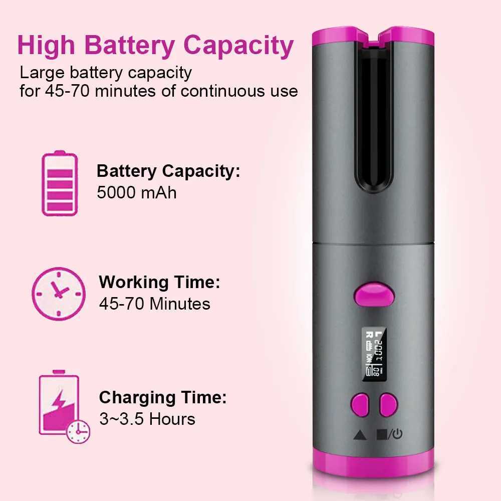 Curler Set Cordless Automatic Rotating Curler Iron LED Display Temperature Adjustable Styling Tool Wave Styling M250425