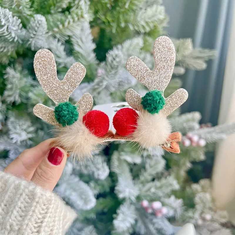 Christmas Antler Hair Clips Pendants Xmas Ornaments Merry Christmas Decor Gift For Girl Elk Hair AccessoriesHappy New YearX241021
