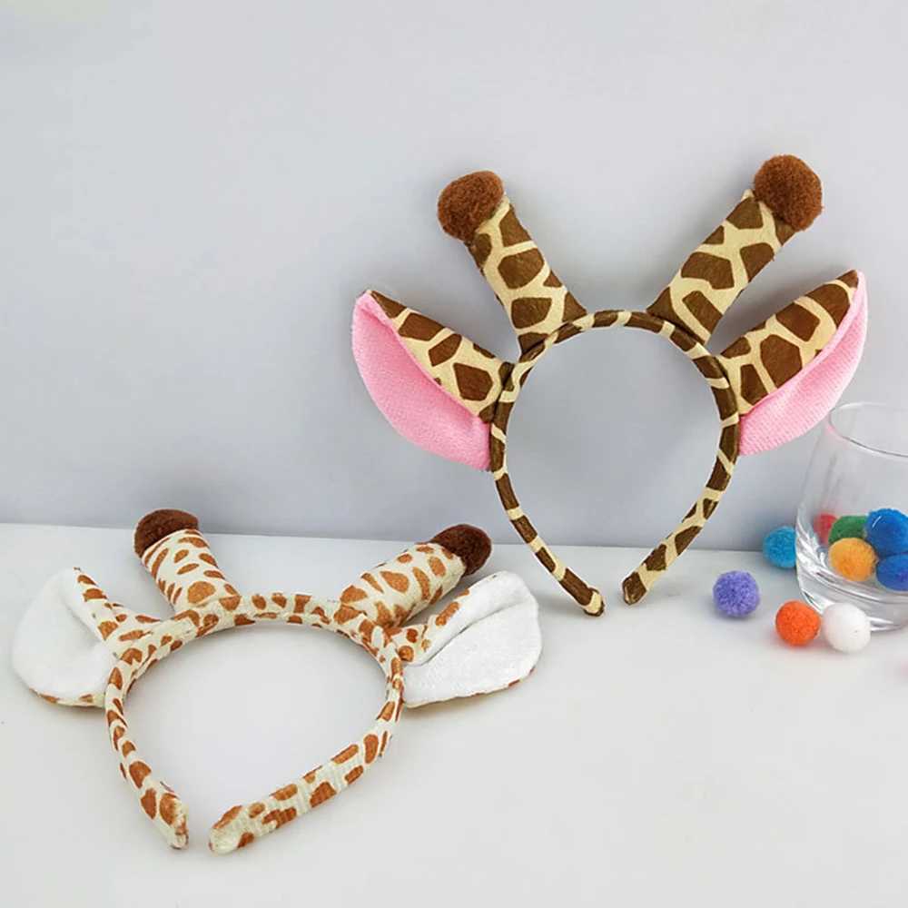 Cartoon Lovely Fluffy Plush Giraffe Ears Headband Female Cosplay Props Hair Hoop for Christmas Hair Band Women Hair AccessoriesX241021