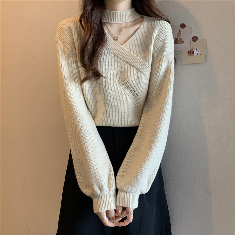 Ddmytoys Red Neck For Autumn Winter Women Clothing New Design A Sense Of Caution Knitted Sweater With Bottom Layer And Korean Version Top F1023#38