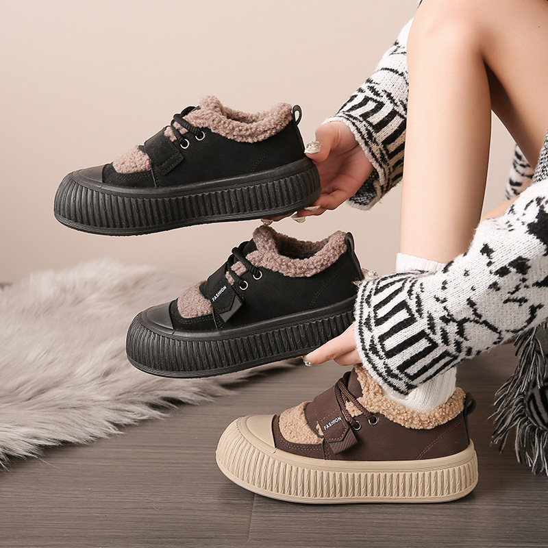 Women's Autumn Winter Lamb Wool Plush Warm Cotton Shoes