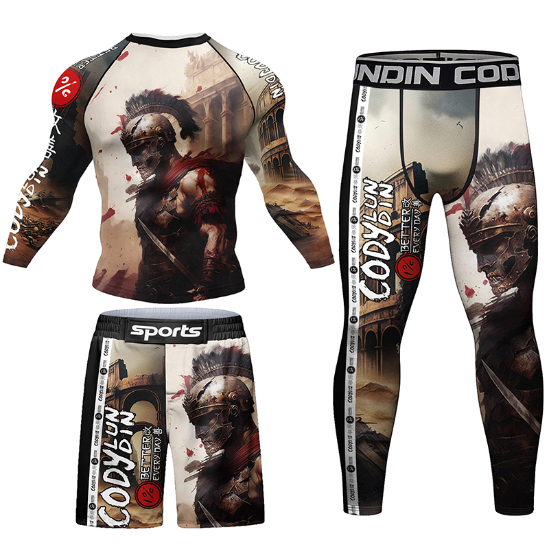Mma Clothing Man Rashguard T-shirt+Pants Sets Rash Guard Jiu jitsu MMA Compression Shirt+Shorts Bjj Boxing Jerseys Sport Suits