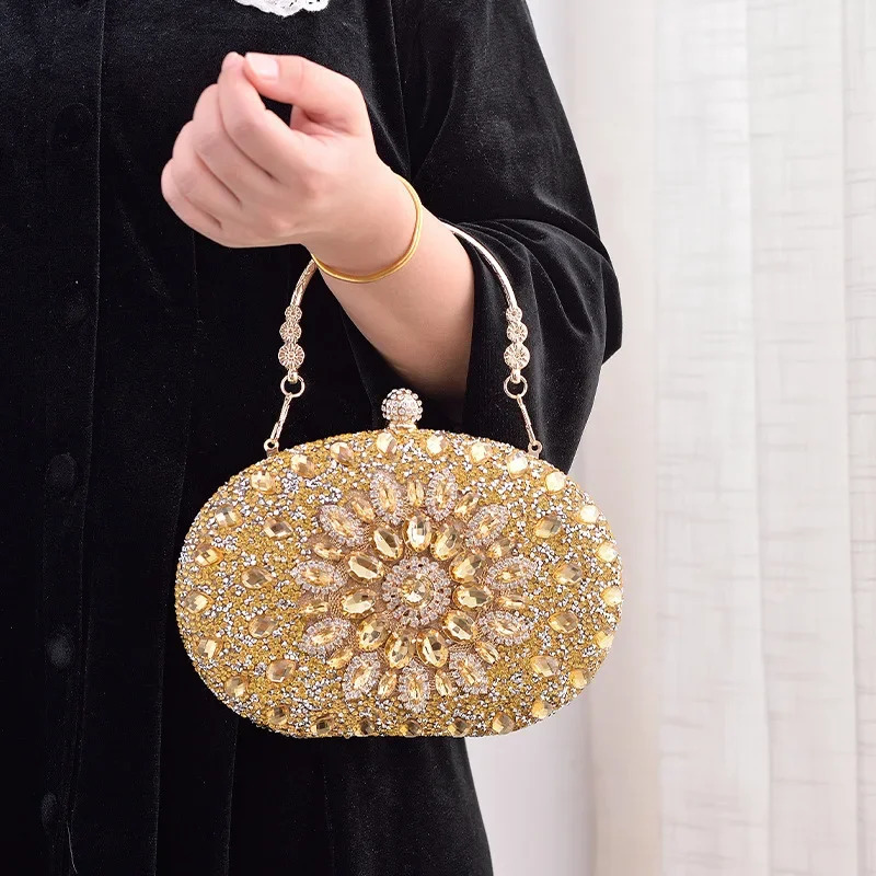 Womens Evening Clutch Bag Wedding Gift Flower Diamond Clutch Wallet Chain er Party Bag with Metal Handle 241023
