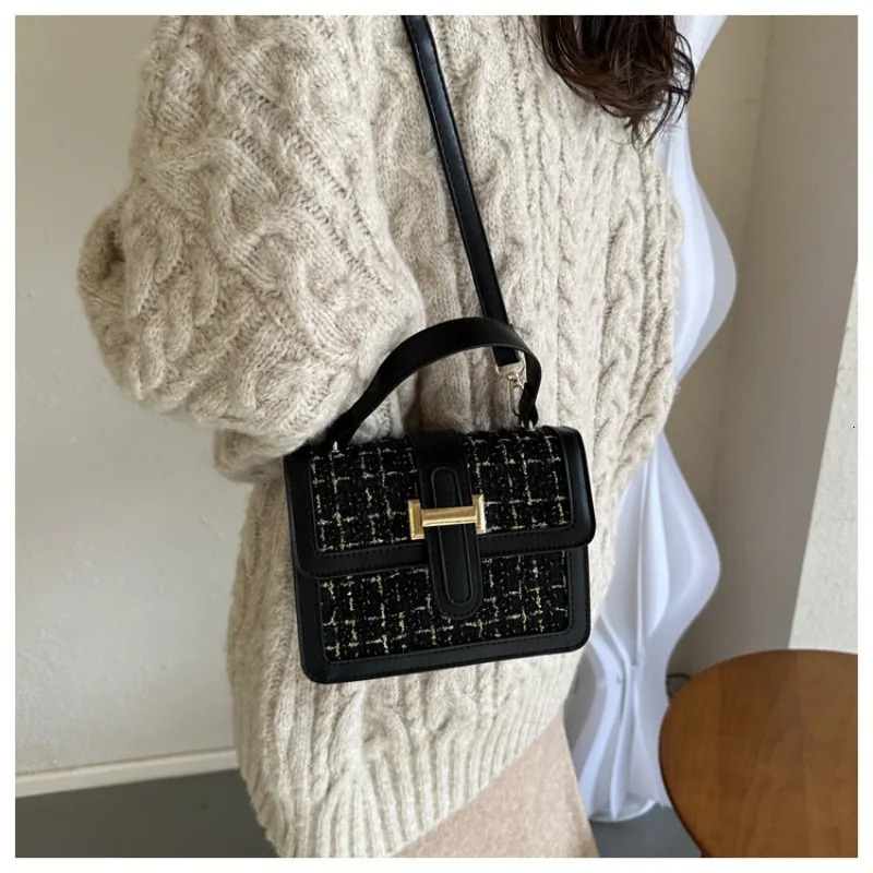 High-end Womens Crossbody Bag Trendy Fashion Houndstooth Handbag Small Square Shoulder Bag Versatile Female Shoulder Bag 241022