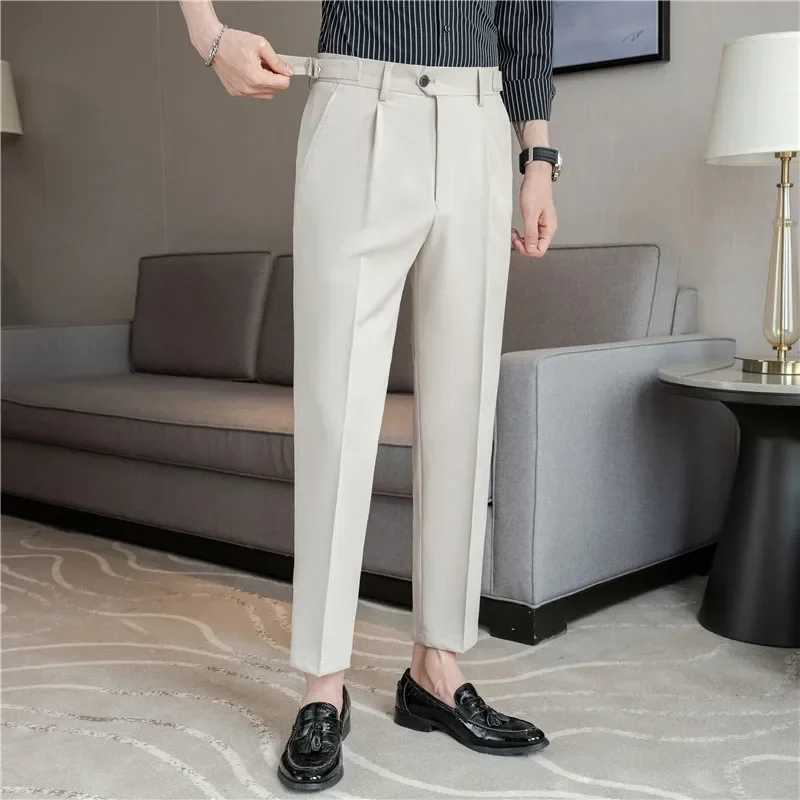 Men Dress Pants Trousers 2024 Autumn New British Style Straight Slim Fit formal Suit Pants Solid Casual Fashion Men ClothinXJ241023