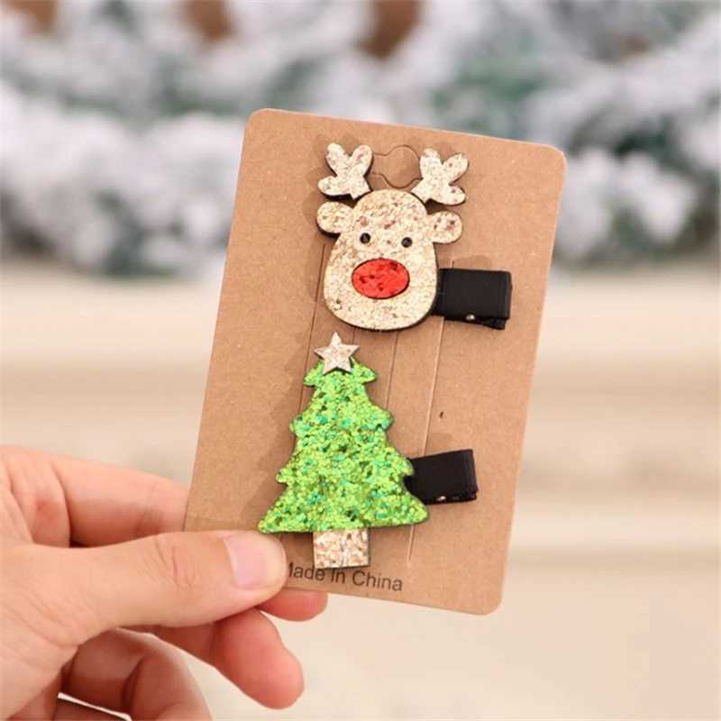 2pcs/set Christmas Hair Accessories Childrens Hair Clip Girls Holiday Party Hairpins Santa Claus Deer Tree Hair OrnamentX241022
