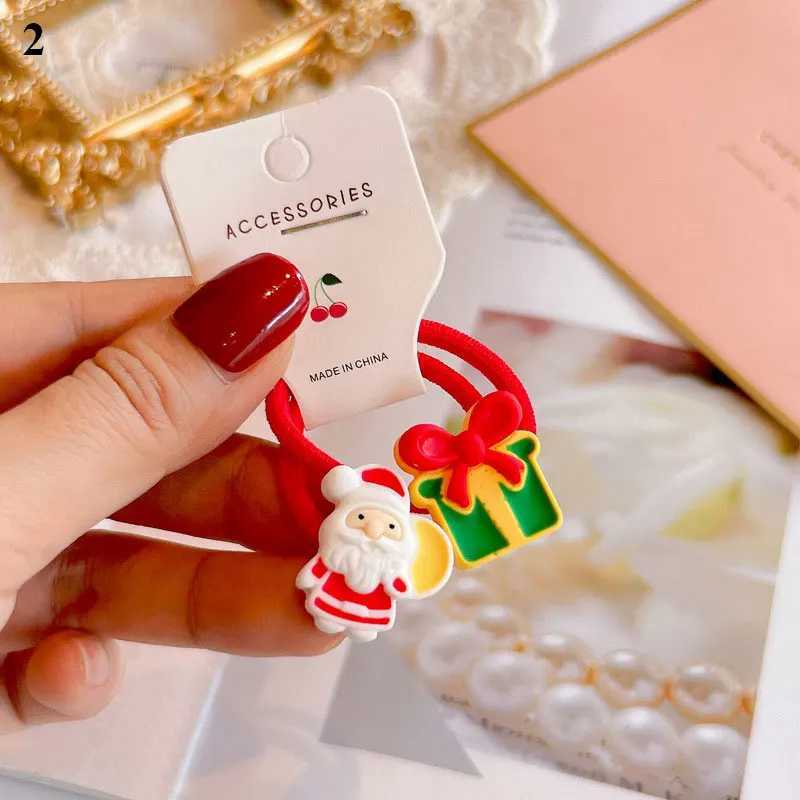 2pcs /Set Cute Cartoon Christmas Snowman Santa Elk Elastic Hair Bands Rubber Bands Ponytail Holder Scrunchies Girls HeadwearX241022
