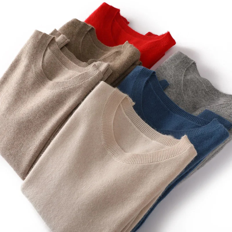 100%Merino Pure Wool Pullover Sweater For AutumnWinter Womens Round Neck Warm HighQuality Solid Color Basic Knitted Jumper Top 241021