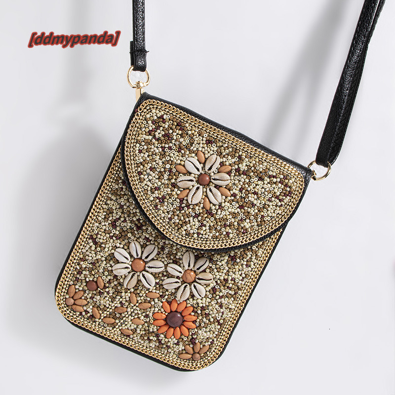 New Heavy Industry Bohemian Style Rice Bead Shell Flower Exquisite PU Travel Photography Single Shoulder Crossbody Magnetic Buckle Women's Bag #3