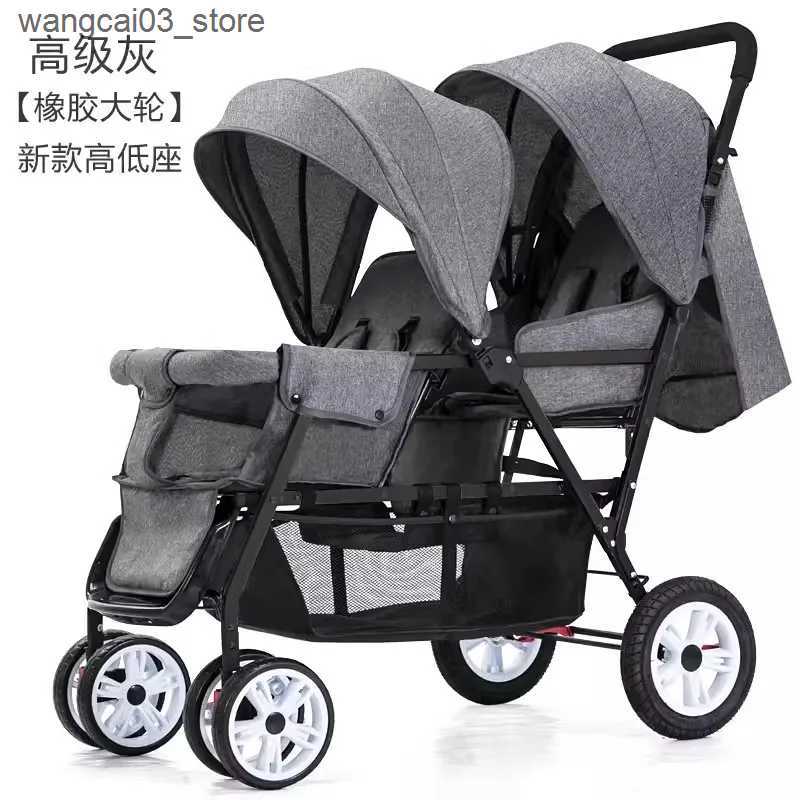 Strollers# Twin Strollers for Baby Twins Cart Pram Mutifunction Lightweight Foldable Childrens Stroller Childrens Trolleys L240910